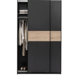 Schuifdeurkast Genua - antraciet/eikenkleur - 204x122x60 cm