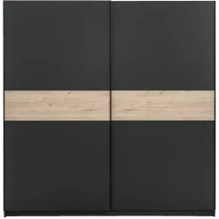 Schuifdeurkast Genua - antraciet/eikenkleur - 204x200x60 cm