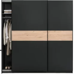 Schuifdeurkast Genua - antraciet/eikenkleur - 204x200x60 cm