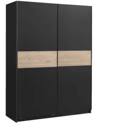 Schuifdeurkast Genua - antraciet/eikenkleur - 204x150x60 cm