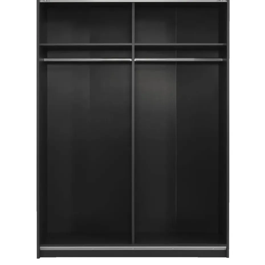 Schuifdeurkast Genua - antraciet/eikenkleur - 204x150x60 cm