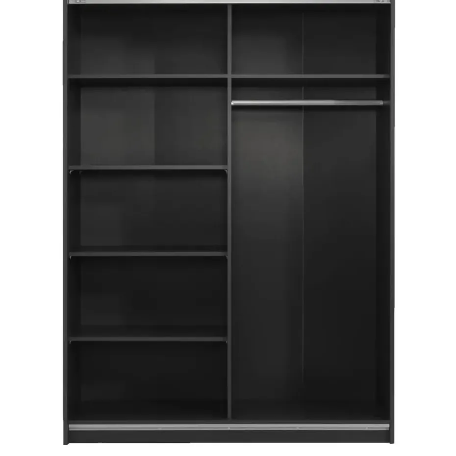 Schuifdeurkast Genua - antraciet/eikenkleur - 204x150x60 cm