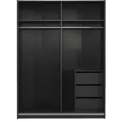 Schuifdeurkast Genua - antraciet/eikenkleur - 204x150x60 cm