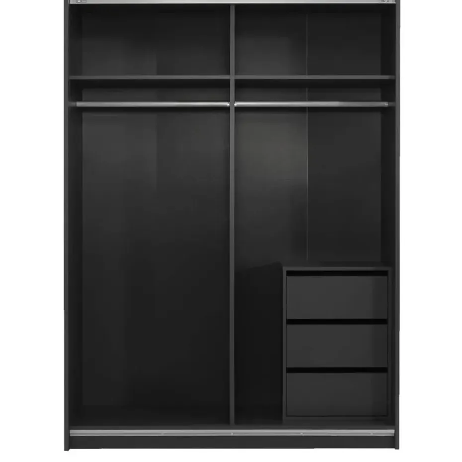 Schuifdeurkast Genua - antraciet/eikenkleur - 204x150x60 cm