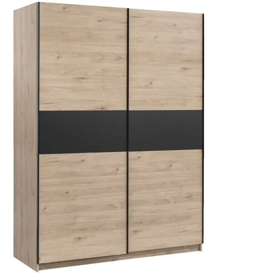 Schuifdeurkast Genua - eikenkleur/antraciet - 204x150x60 cm