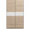 Schuifdeurkast Genua - eikenkleur/wit - 204x122x60 cm