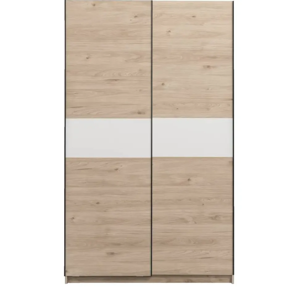 Schuifdeurkast Genua - eikenkleur/wit - 204x122x60 cm