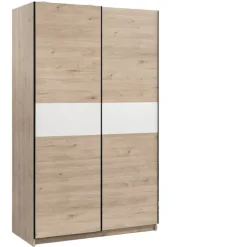 Schuifdeurkast Genua - eikenkleur/wit - 204x122x60 cm