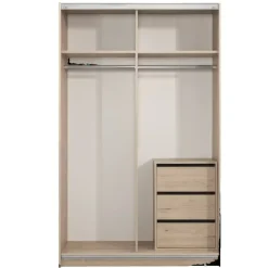 Schuifdeurkast Genua - eikenkleur/wit - 204x122x60 cm