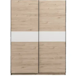 Schuifdeurkast Genua - eikenkleur/wit - 204x150x60 cm