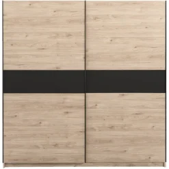Schuifdeurkast Genua - eikenkleur/antraciet - 204x200x60 cm