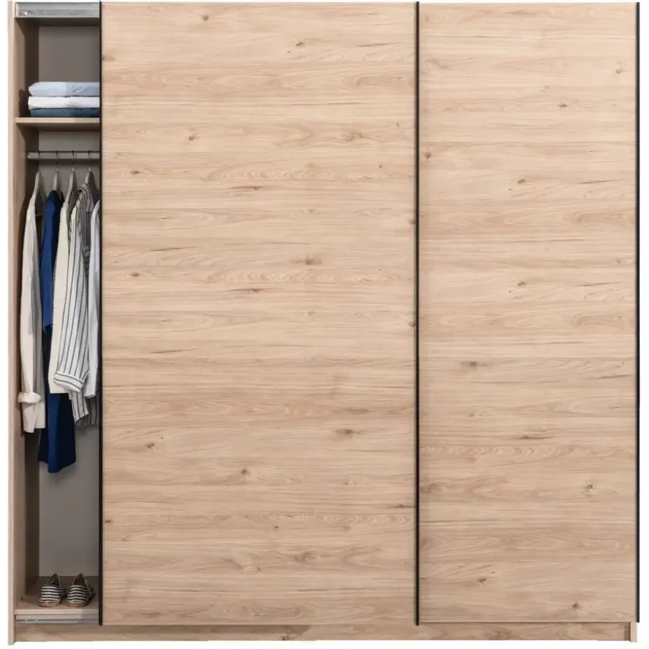 Schuifdeurkast Genua - eikenkleur - 204x200x60 cm