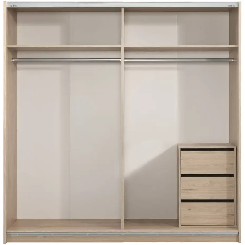 Schuifdeurkast Genua - eikenkleur - 204x200x60 cm