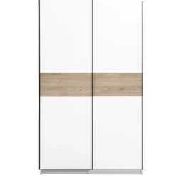 Schuifdeurkast Genua - wit/eikenkleur - 204x122x60 cm