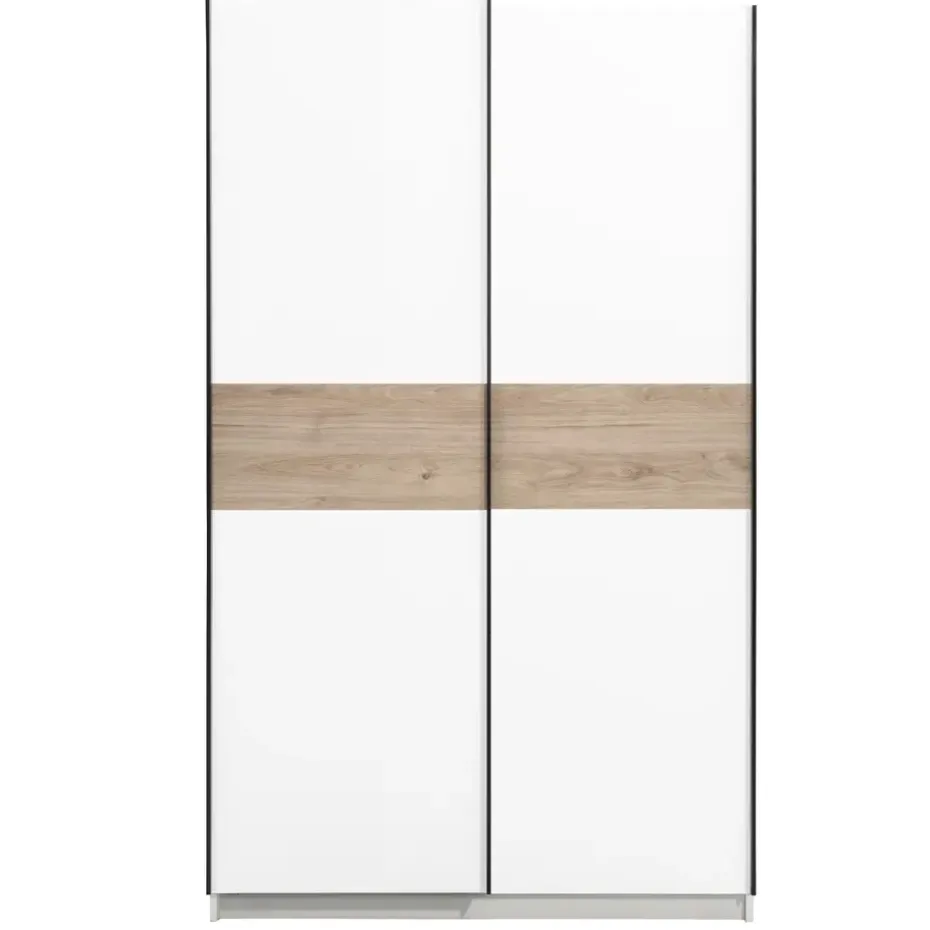 Schuifdeurkast Genua - wit/eikenkleur - 204x122x60 cm