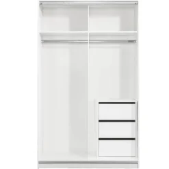 Schuifdeurkast Genua - wit/eikenkleur - 204x122x60 cm