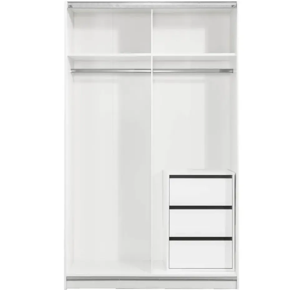 Schuifdeurkast Genua - wit/eikenkleur - 204x122x60 cm