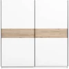 Schuifdeurkast Genua - wit/eikenkleur - 204x200x60 cm