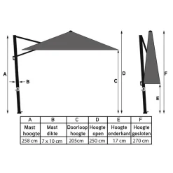 4-Seasons Hacienda zweefparasol 300 x 400 cm. - Woodlook/Sand