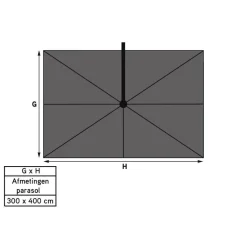 4-Seasons Hacienda zweefparasol 300 x 400 cm. - Woodlook/Sand