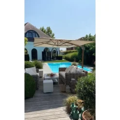 4-Seasons Hacienda zweefparasol 300 x 400 cm. - Woodlook/Sand