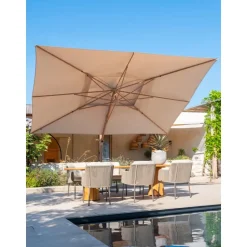 4-Seasons Hacienda zweefparasol 300 x 400 cm. - Woodlook/Sand
