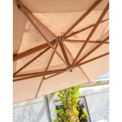 4-Seasons Hacienda zweefparasol 300 x 400 cm. - Woodlook/Sand