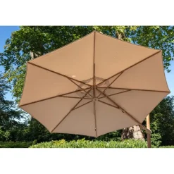 4-Seasons Siesta Premium - zweefparasol 350 cm. - Woodlook/Sand
