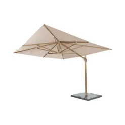 4-Seasons zweefparasol Hacienda 300 x 400 - Woodlook/Sand met voet en hoes