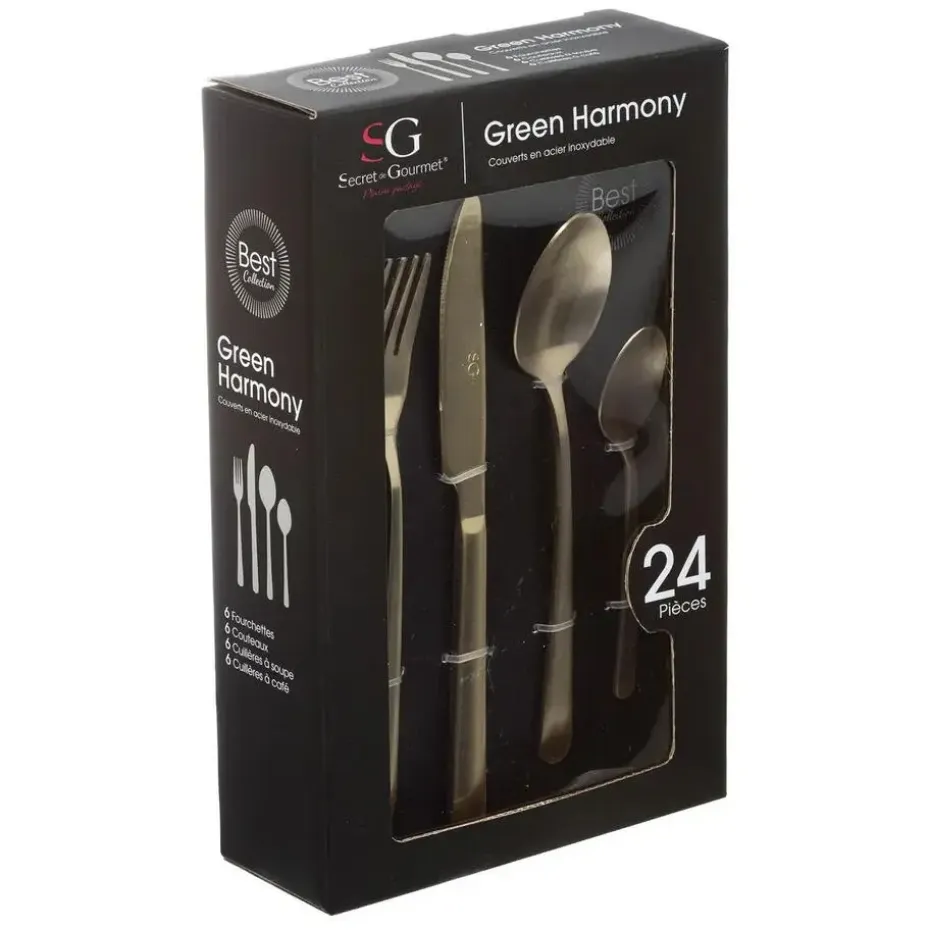 Secret de Gourmet Bestekset Green Harmony - 24-delig - RVS - goud