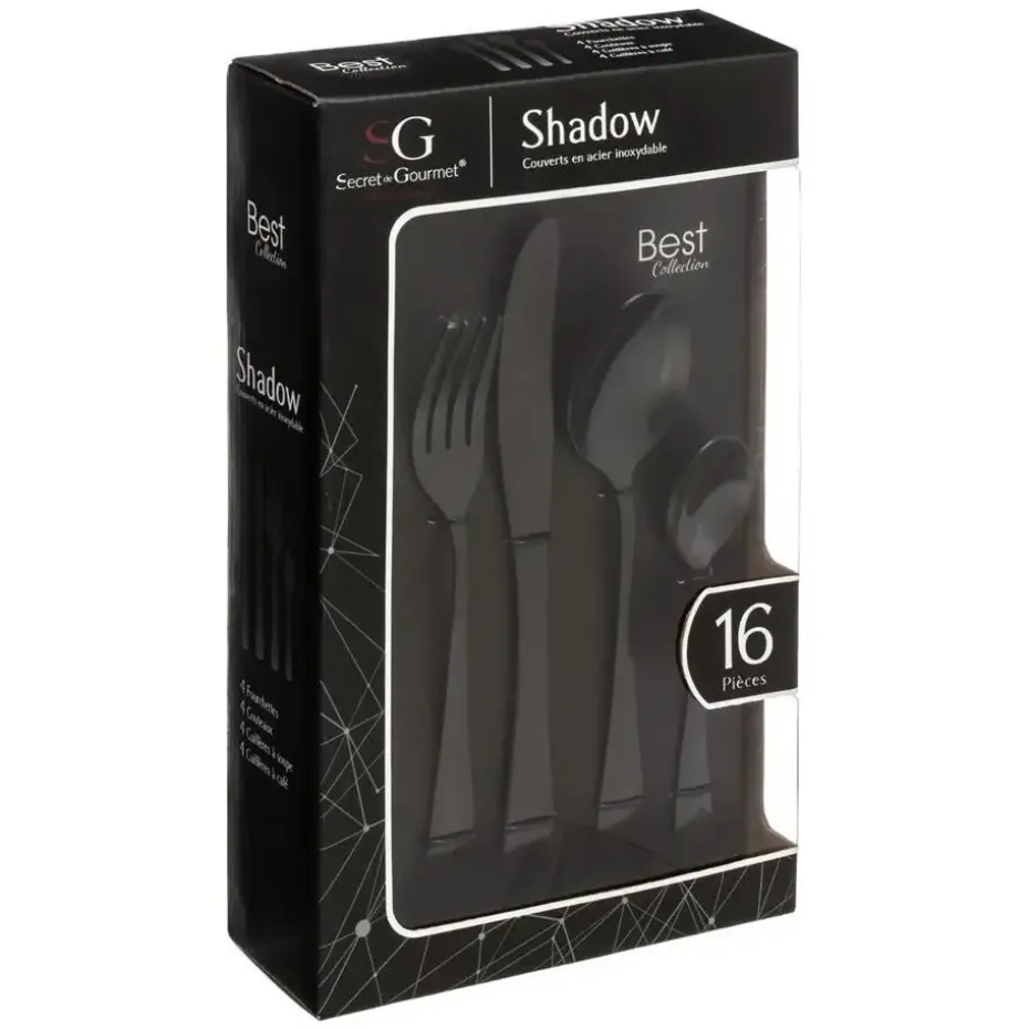 Secret de Gourmet Bestekset Shadow - 16-delig - RVS - zwart