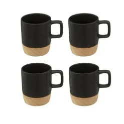 Secret de Gourmet Koffiekopjes - 4x - zwart - 120 ml - aardewerk