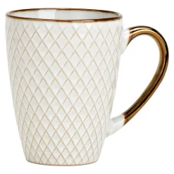 Secret de Gourmet Koffiemok Marbella - 1x - Keramiek - wit/goud