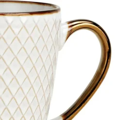 Secret de Gourmet Koffiemok Marbella - 1x - Keramiek - wit/goud