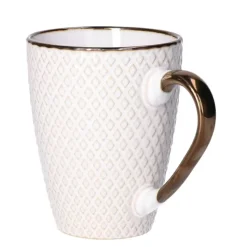 Secret de Gourmet Koffiemok Harlekijn - 1x - Keramiek - wit/goud