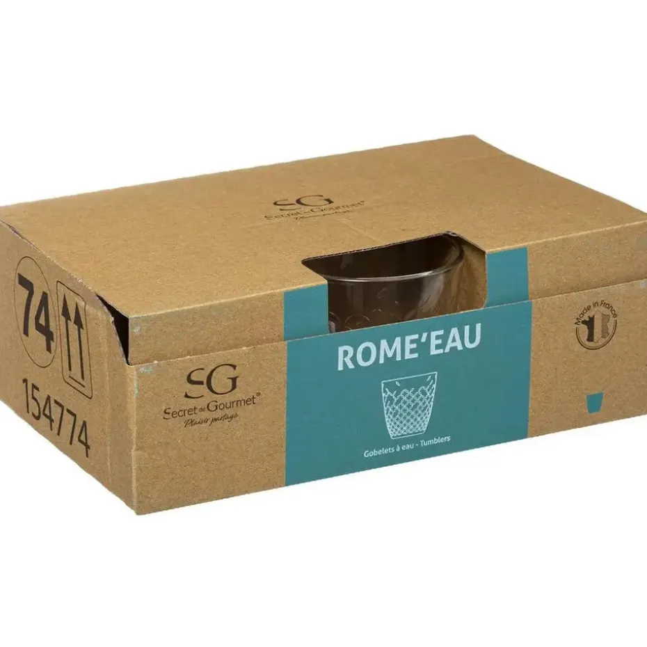 Secret de Gourmet waterglazen Rome - 6x - 250 ml - deco glas