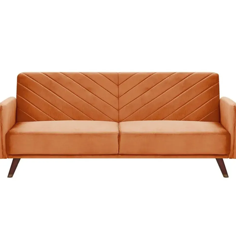 SENJA - Slaapbank 3-zits - Oranje - Fluweel