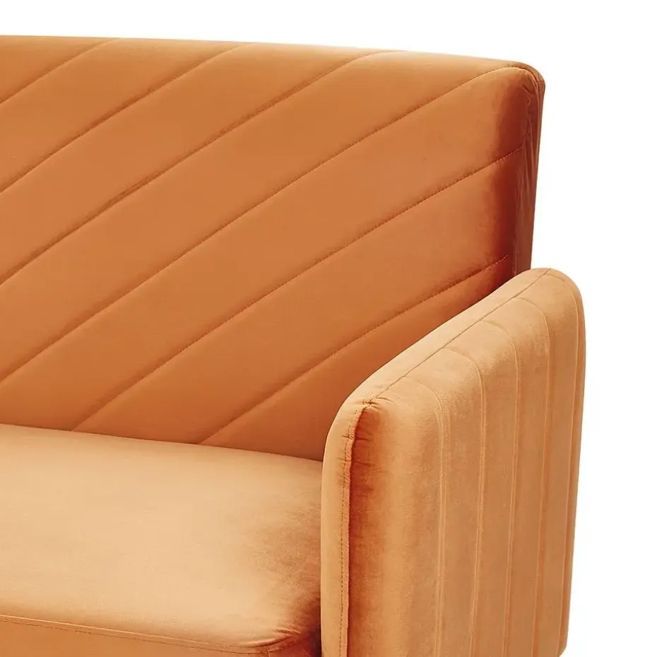 SENJA - Slaapbank 3-zits - Oranje - Fluweel