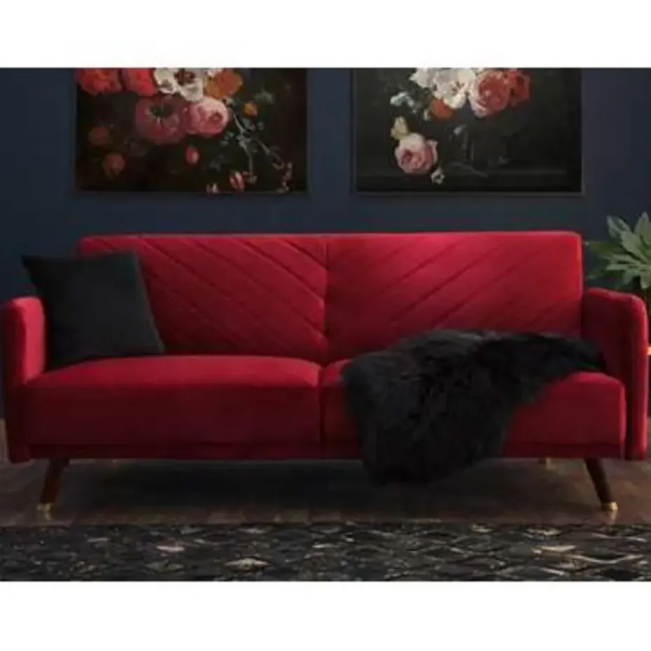 SENJA - Slaapbank 3-zits - Rood - Fluweel