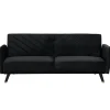 SENJA - Slaapbank 3-zits - Zwart - Fluweel