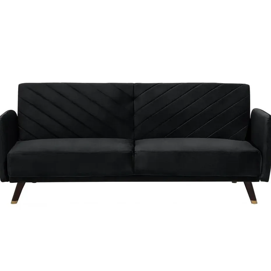 SENJA - Slaapbank 3-zits - Zwart - Fluweel