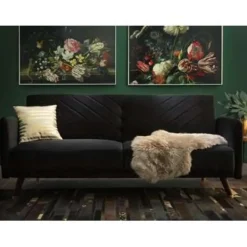 SENJA - Slaapbank 3-zits - Zwart - Fluweel