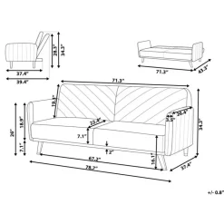 SENJA - Slaapbank 3-zits - Zwart - Fluweel