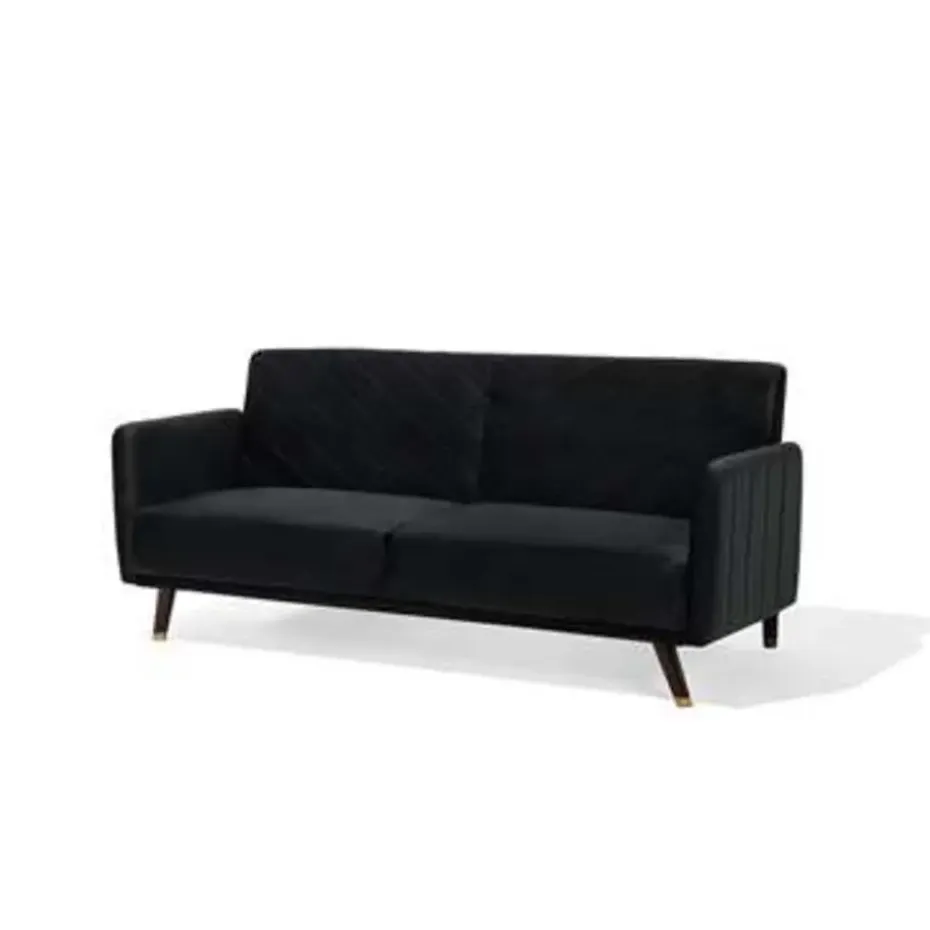 SENJA - Slaapbank 3-zits - Zwart - Fluweel