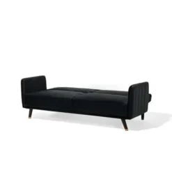 SENJA - Slaapbank 3-zits - Zwart - Fluweel