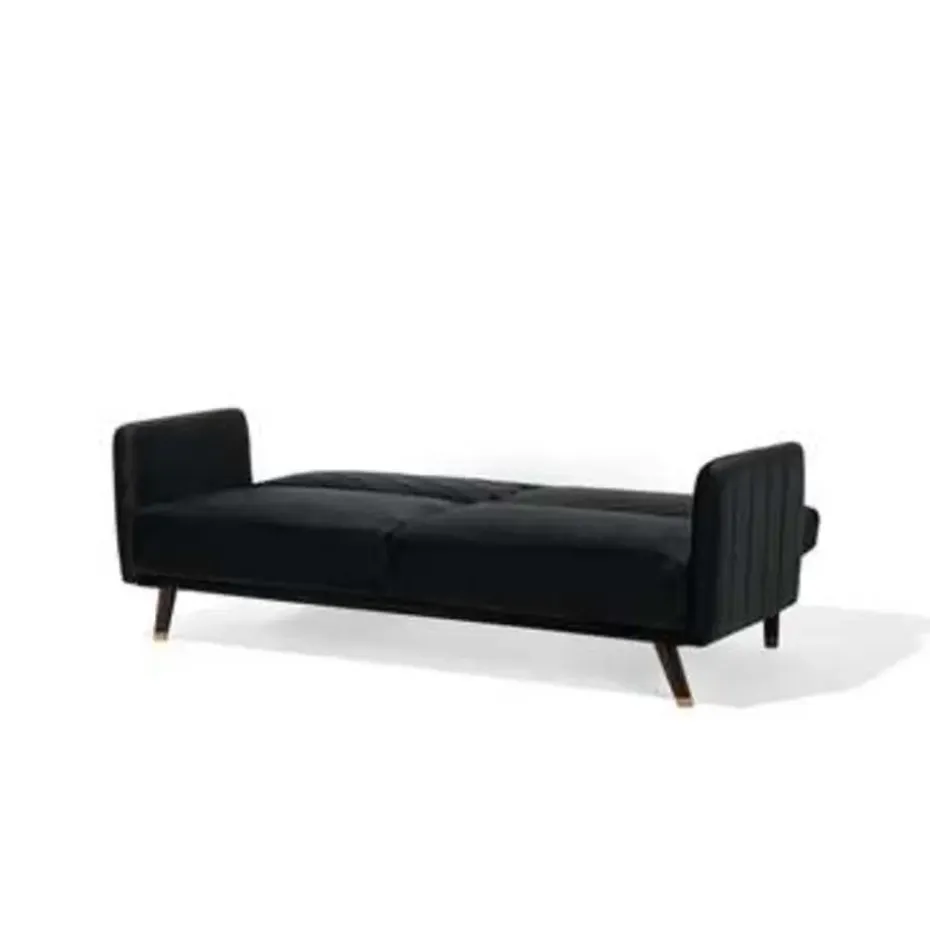 SENJA - Slaapbank 3-zits - Zwart - Fluweel