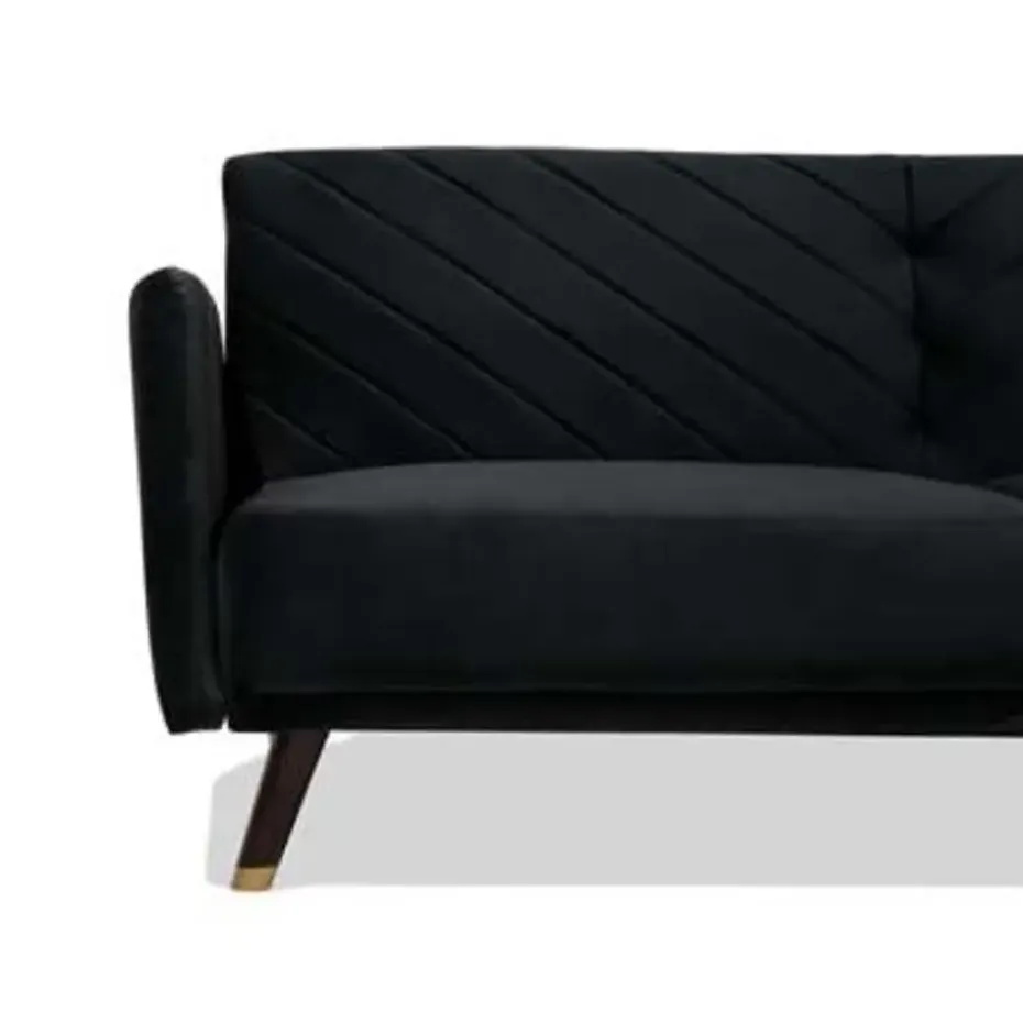 SENJA - Slaapbank 3-zits - Zwart - Fluweel