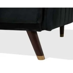 SENJA - Slaapbank 3-zits - Zwart - Fluweel