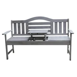 SenS-Line Nevada tuinbank met uitklapbaar tafeltje - Grijs - 150 cm - Meranti h