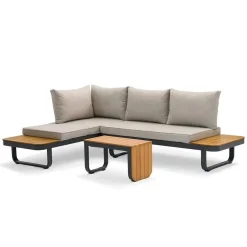 SenS-Line Samos multifunctionele loungeset - Taupe - Aluminium en acacia hout